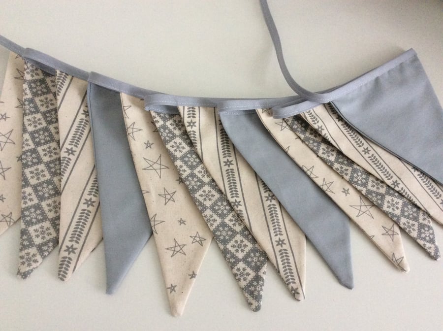 Christmas Bunting - 12 flags Scandinavian Style in Grey
