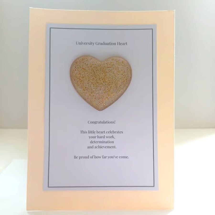 University Graduation Resin Heart Keepsake, Graduation Gift, Graduation Keepsake