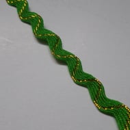 1m Length Ric Rac Trim - 8mm - Metallic - Green - Folksy