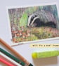 Little Badger finds some Mushrooms, original animal drawing, letterbox art gift - Image 8
