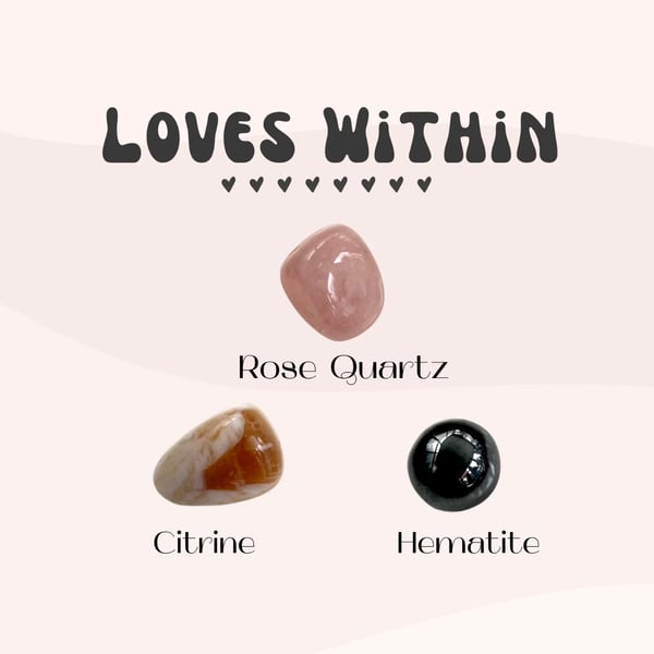Loves Within Self Love Attract Love Crystal Tumble Stone Gift Set Rose Quartz 