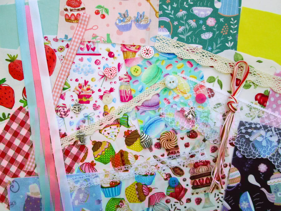 Mini baking themed slow stitching or junk journal kit for a beginner