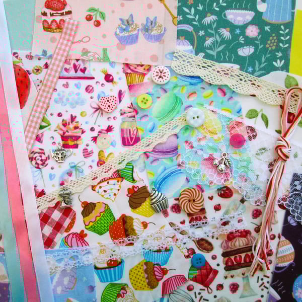 Mini baking themed slow stitching or junk journal kit for a beginner