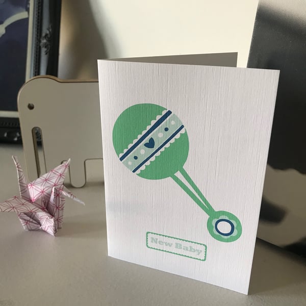 'Little Rattle' new baby card