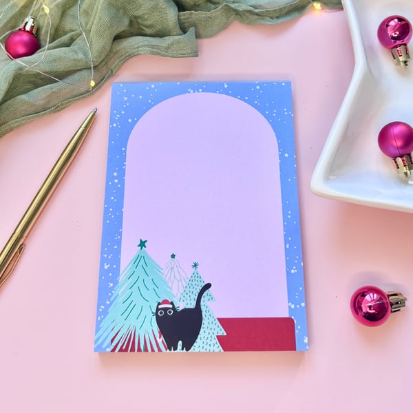Snowglobe Black Cat A6 Notepad