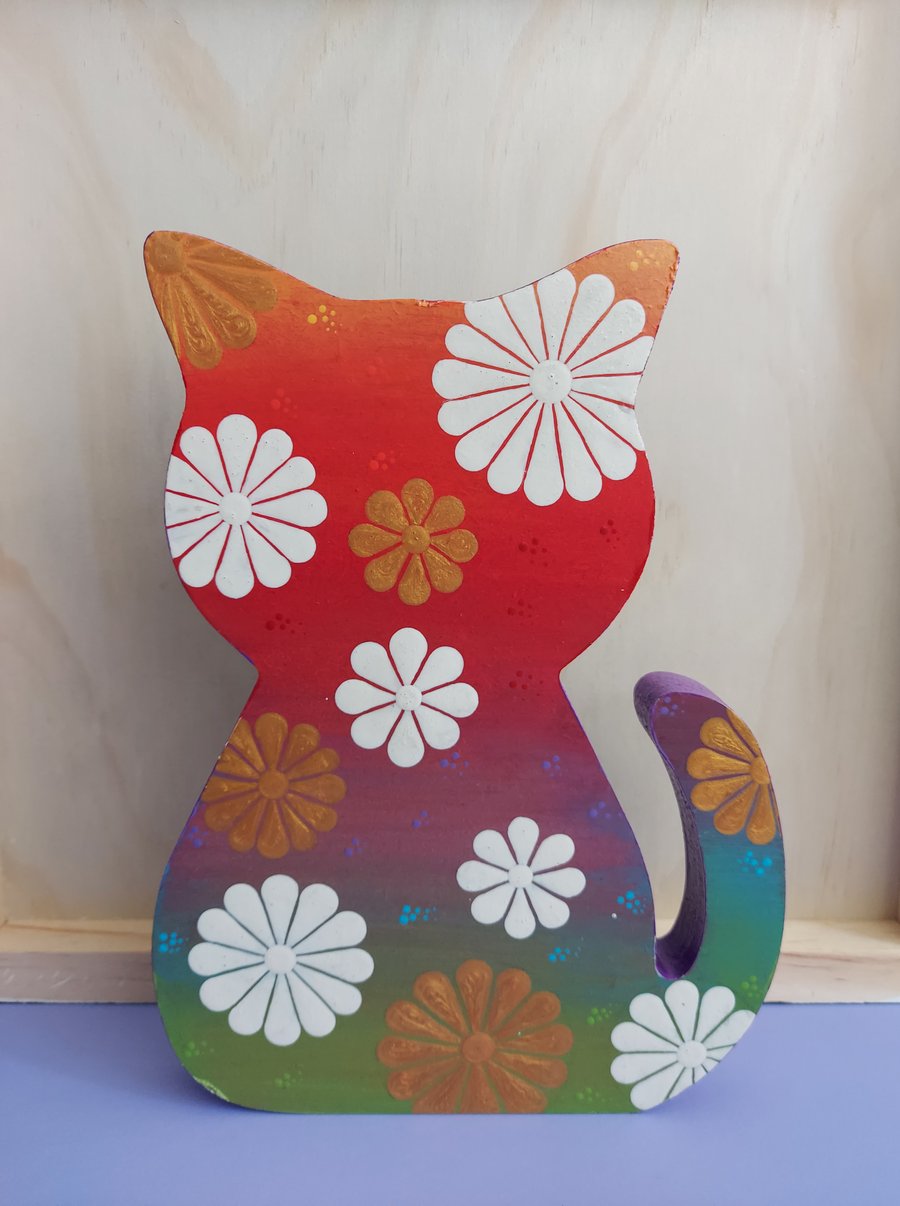 Colourful Wooden Cat