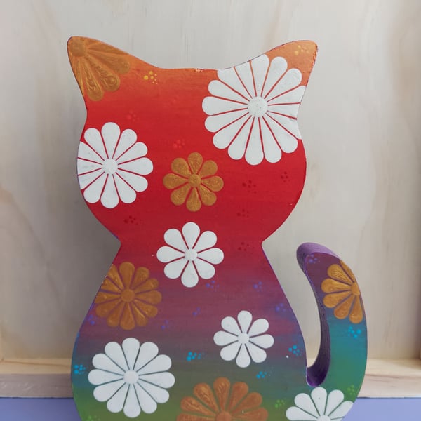 Colourful Wooden Cat