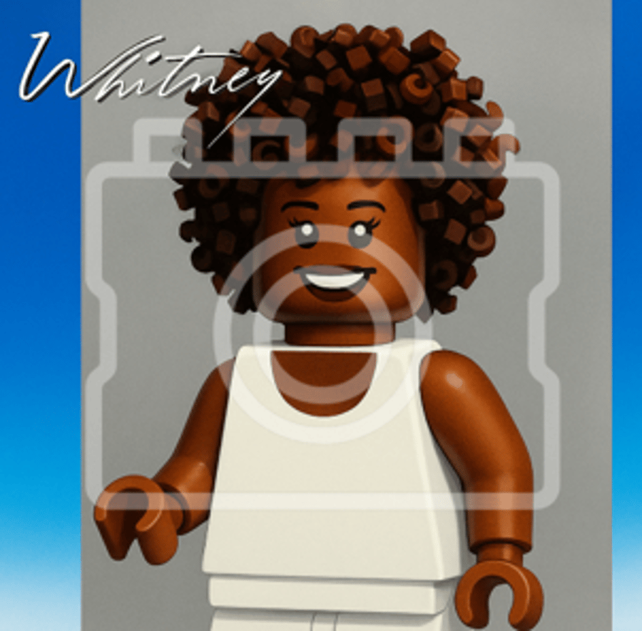 LEGO-Inspired Whitney Album Cover Print – 5x5" (Mounted for 9x9" Frame)