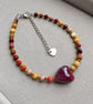 Handmade Natural Jasper Bracelet with Ceramic Heart Bead - Image 3
