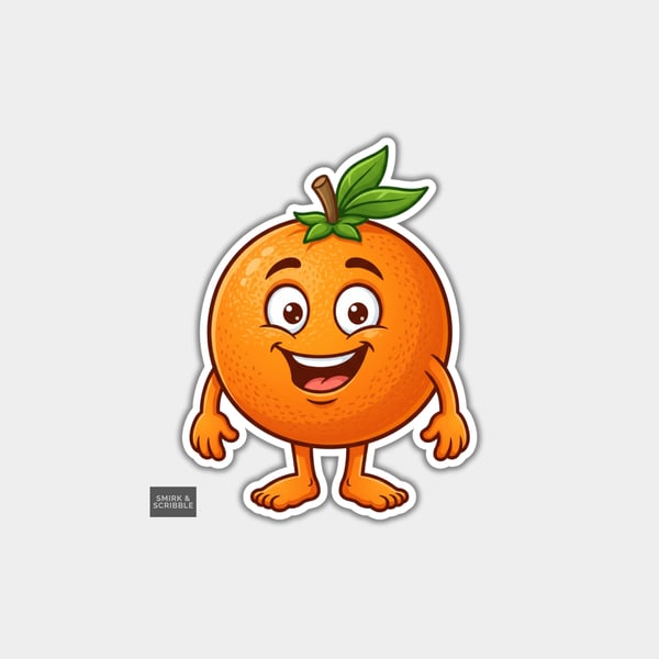 Funny Vinyl Die Cut Sticker For Adults - Cute Orange Fruit