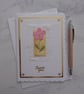 Thank You Pink Glittered Flower Gold Foiled 3D Luxury Handmade Card - Image 1