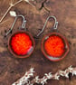 Handmade Ceramic Earrings: Bright Orange Glazed Clay, Hypoallergenic Hooks, Eart - Image 1
