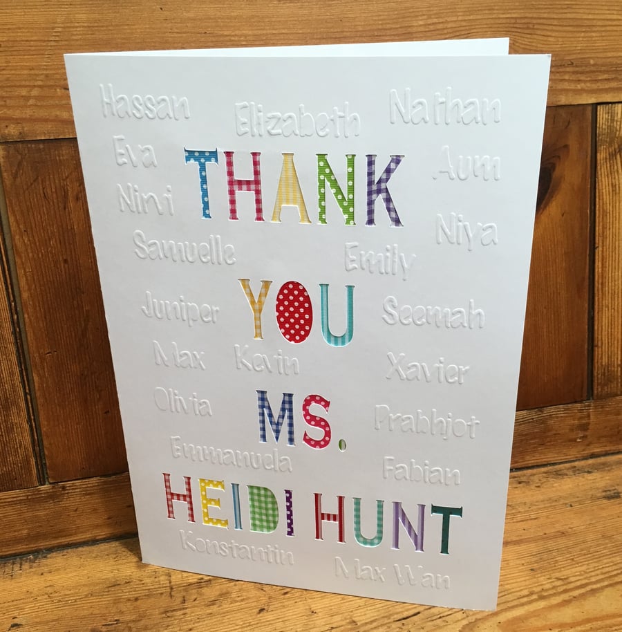 Large Personalised Teachers Thank You Card 