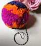 Hanging Pompom Decoration, Large Fluffy Pompom Bauble, Fibre Art. - Image 2