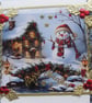 Hand Crafted Decoupage Chistmas Card - Happy Christmas (3392) Village Snowman