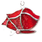 Butterfly Suncatcher Stained Glass Red Closed Wing