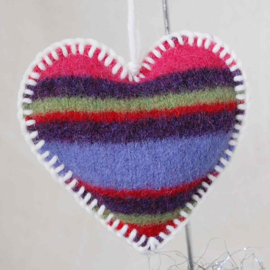 Felted Hanging Heart Ornament