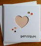 Happy Birthday Card - Soft Peach and White Polka Dot Heart Aperture