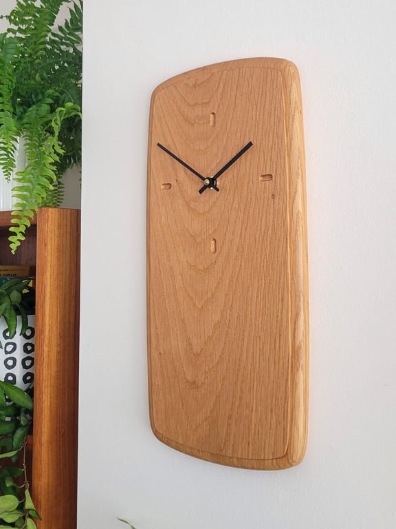 No. 388 Oak Wall Clock with Dash Markers and Black Hands