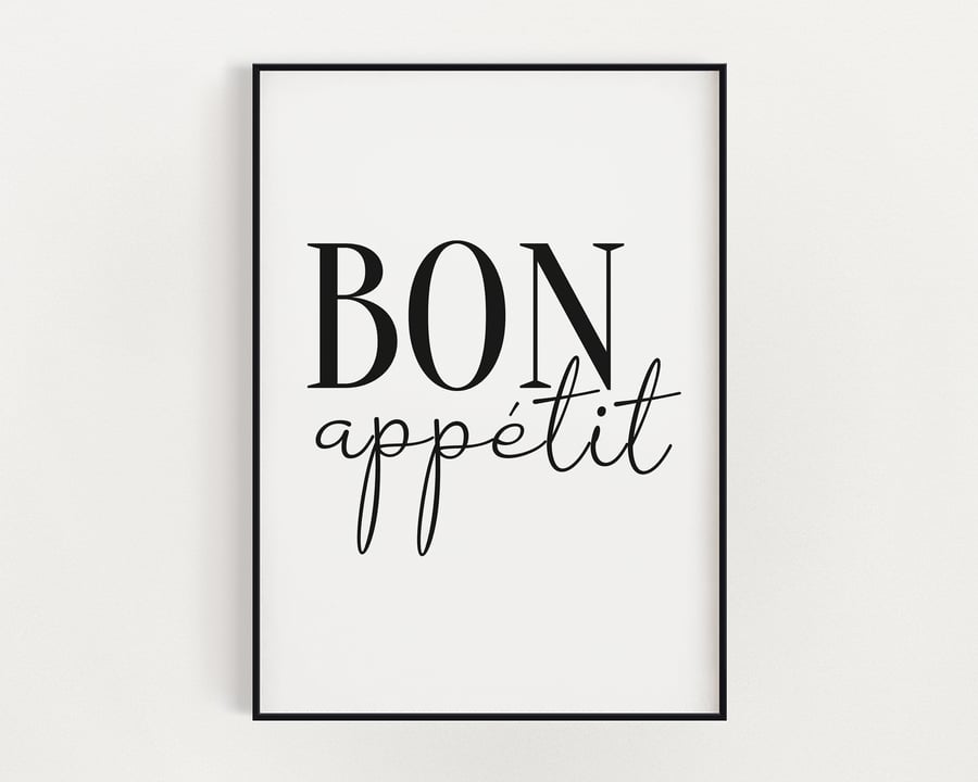 BON APPETIT, Kitchen Wall Art, Wall Art Print, Kitchen Wall Decor, Kitchen Print