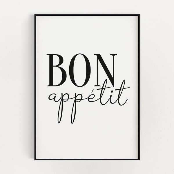 BON APPETIT, Kitchen Wall Art, Wall Art Print, Kitchen Wall Decor, Kitchen Print