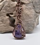 Faceted Amethyst and Copper Wire Wrapped Pendant - Image 3