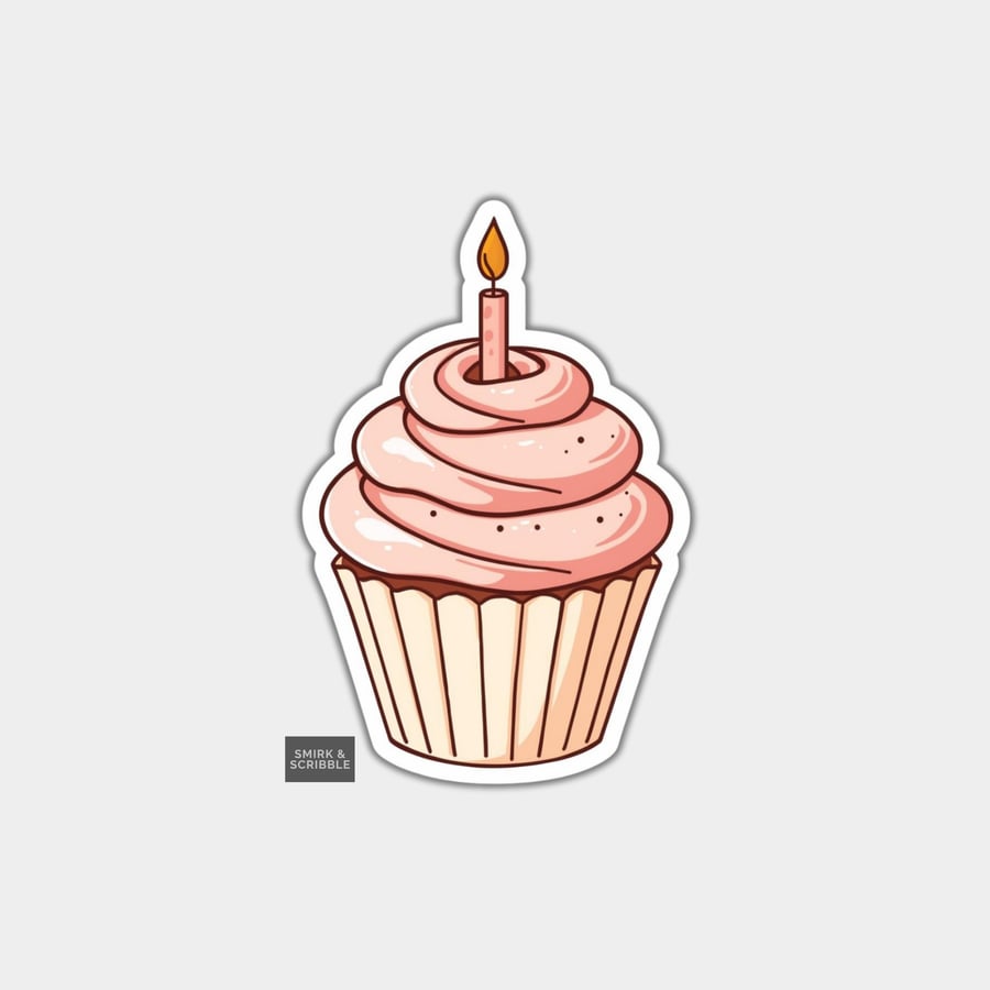 Funny Vinyl Sticker For Adults - Birthday Cupcake