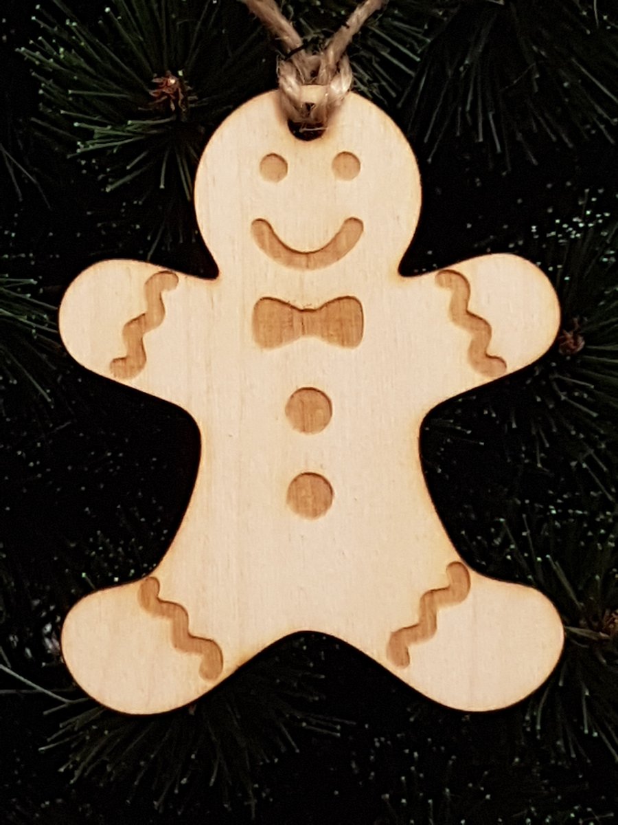 Birch Christmas Xmas Bauble Gingerbread Man - Laser cut wooden shape