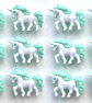 12 Unicorn Buttons, Green Trim, 25mm Long by 18mm High, Shank Back