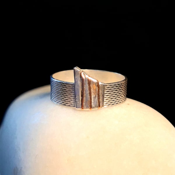 Silver Abstract Textured Ring