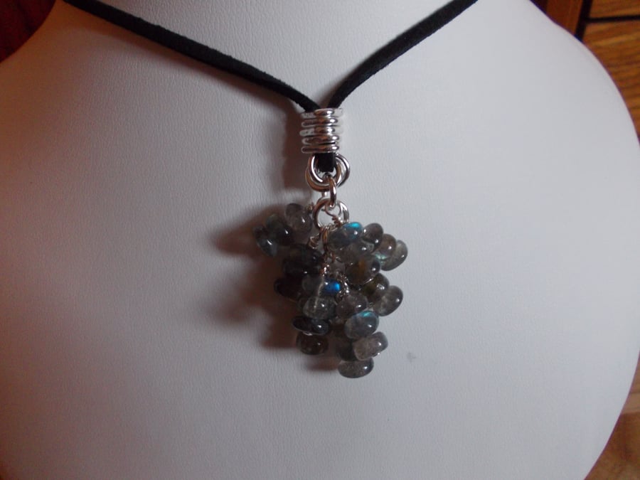 Labradorite rondelle delicate tassle necklace