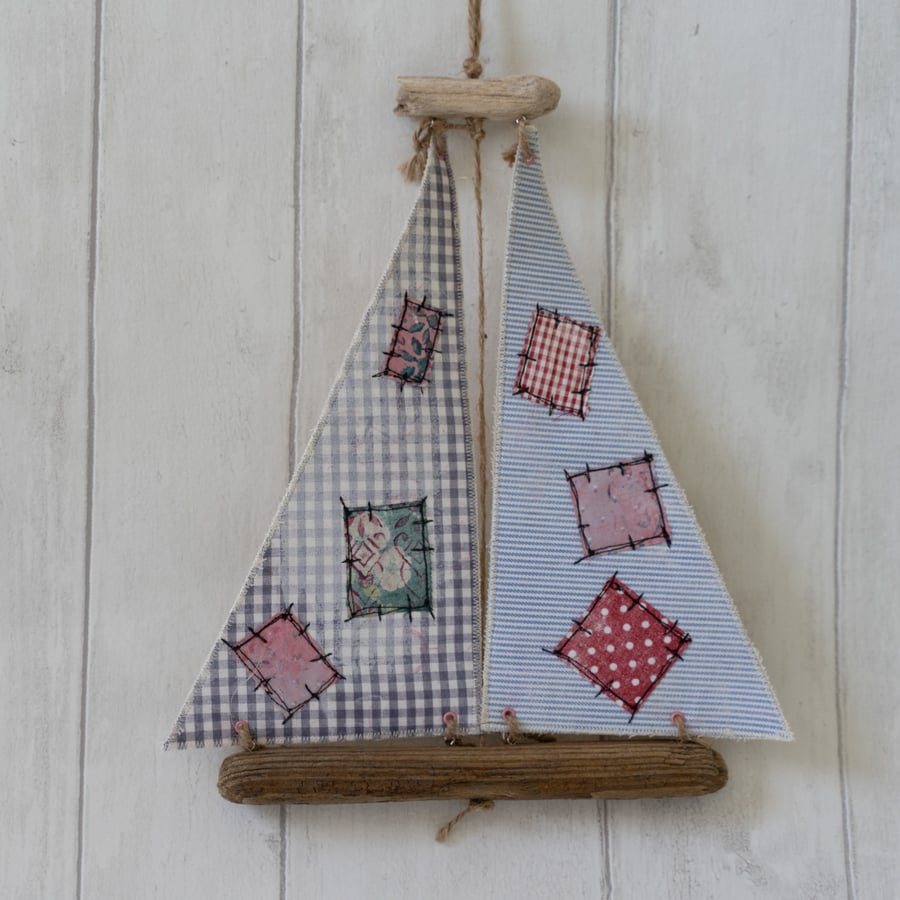 Driftwood Sailing Boat Mobile Hanging 