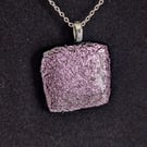 Light Pink Dichroic Fused Glass Pendant Necklace new and handmade in UK