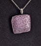 Light Pink Dichroic Fused Glass Pendant Necklace new and handmade in UK