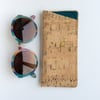 Cork glasses case, rainbow colour flecks on natural cork 