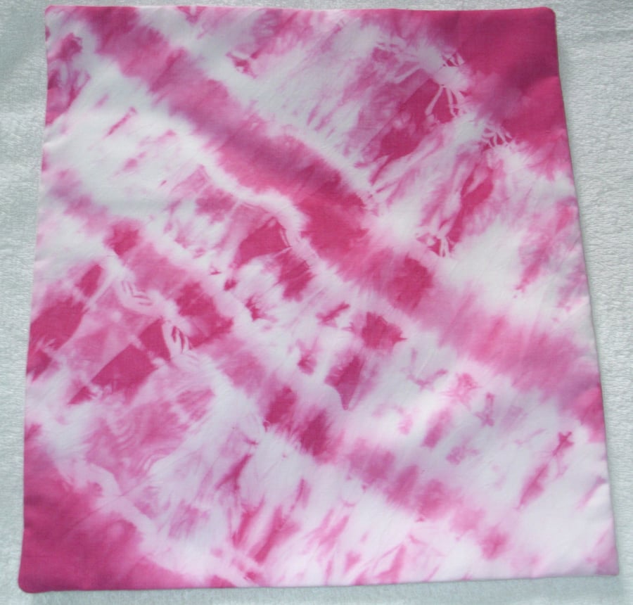 Pale Pink tie dye cushion,diagonal stripes and feathery lines