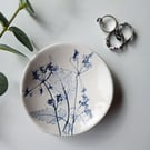Botanical print ceramic trinket dish