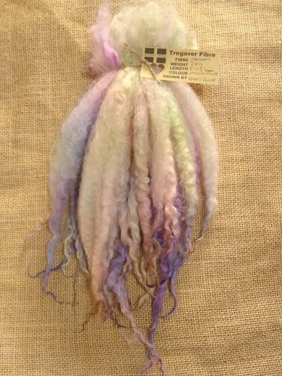 Unicorn fluff - rainbow hand dyed  curly wool masham locks, 28g felting wool