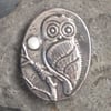 Owl Brooch in Silver Pewter