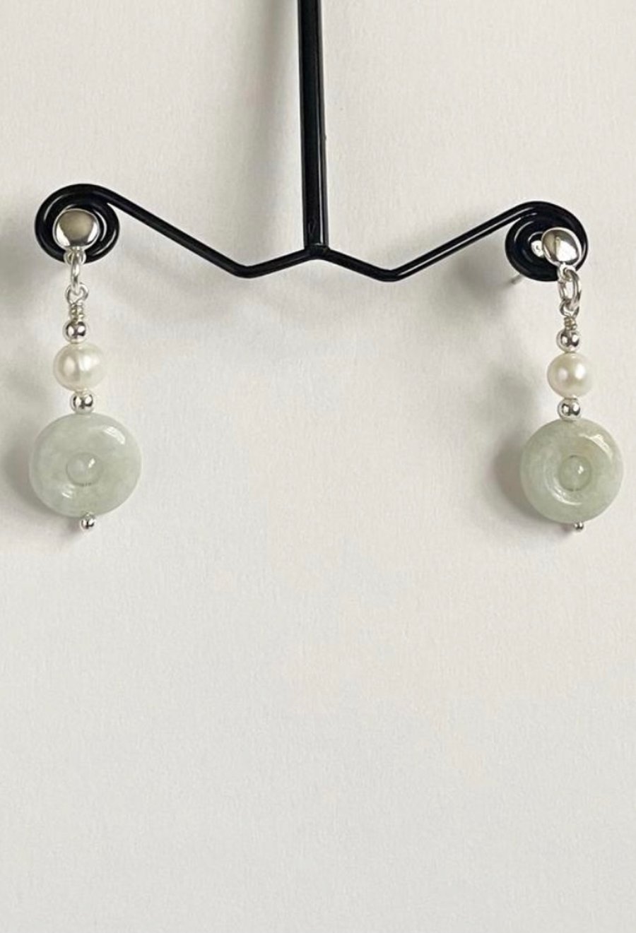 Jadeite and Freshwater Cultured Pearl Earrings
