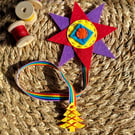 Felt Bookmark "Christmas Star"(Yellow Tree)– Handmade Holiday Gift for Readers