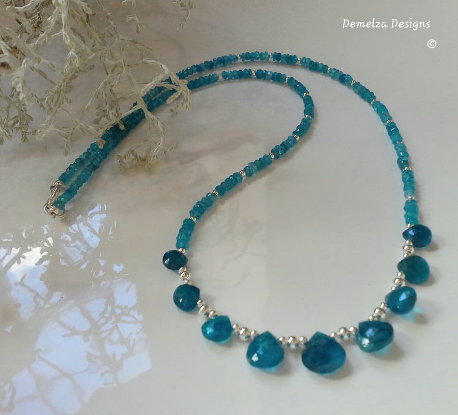 Neon Blue Apatite Sterling Silver Necklace