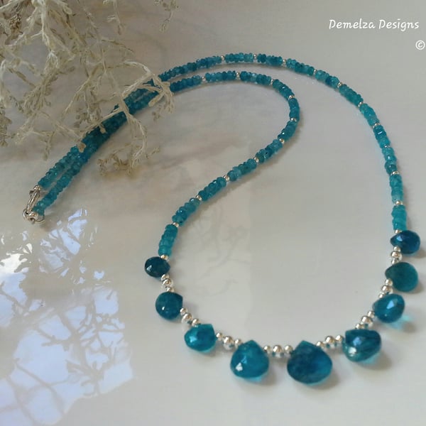 Neon Blue Apatite Sterling Silver Necklace