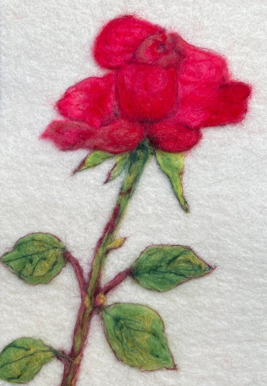 Hand Felted Rose Textile Artwork 