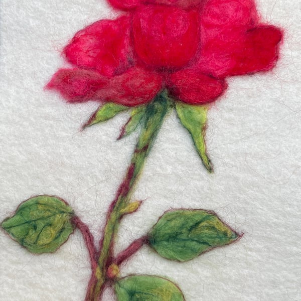Hand Felted Rose Textile Artwork 