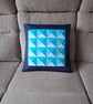 Blue Triangle Patchwork Cushion Cover - Image 1
