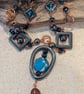 Non-tarnish Copper Necklace with Sea Sediment Jasper & Hematite Beads - Image 2