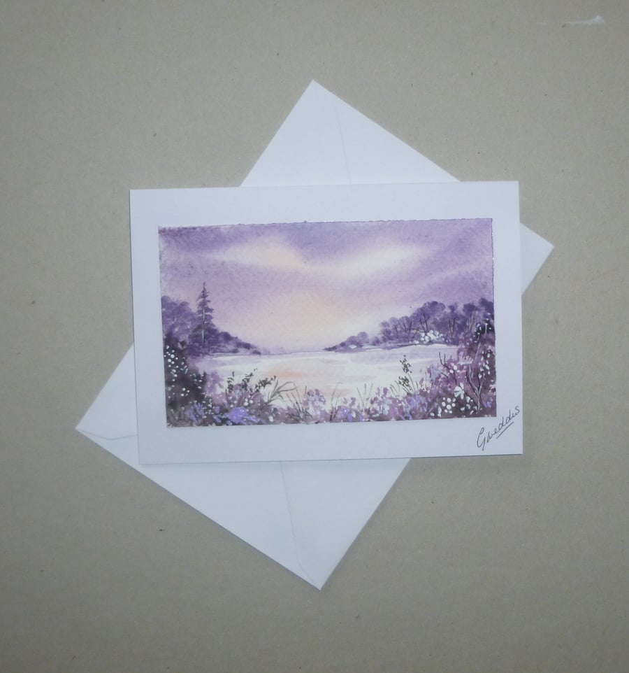 hand painted original art watercolour landscape greetings card ( ref FA234 G4 )