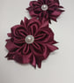 Maroon Satin Ribbon Flower Hair Accessory– Handmade Elastic Hairband - Image 9