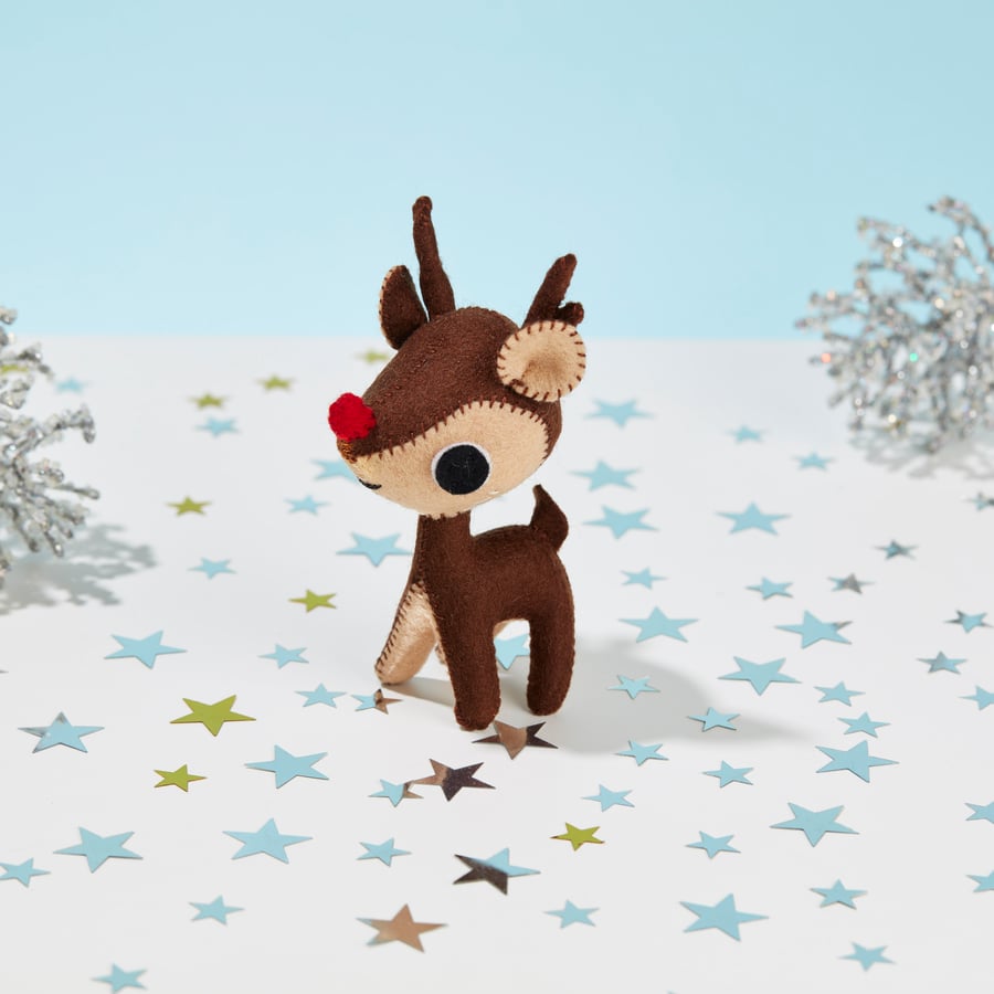 Rudolph Reindeer felt Christmas ornament
